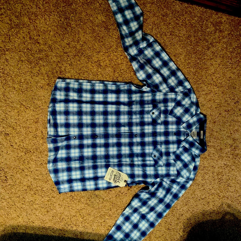 Men’s Button up shirt- Blue Plaid